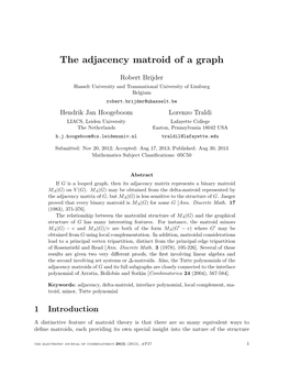 The Adjacency Matroid of a Graph