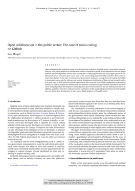 Open Collaboration in the Public Sector : the Case of Social Coding on Github