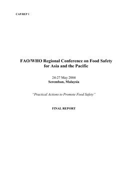 FAO/WHO Regional Conference on Food Safety for Asia and the Pacific
