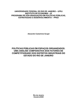 Uma Análise Comparativa Dos Fatores De Competitividade Dos Distritos Industriais Do Estado Do Rio De Janeiro