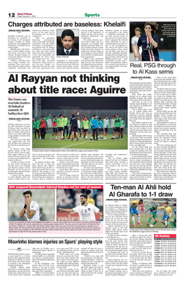 Al Rayyan Not Thinking About Title Race: Aguirre