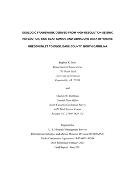 Geologic Framework Derived from High-Resolution Seismic