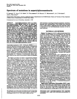 Spectrum of Mutations in Aspartylglucosaminuria E