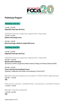 Preliminary Program