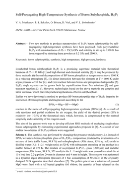 Self-Propagating High-Temperature Synthesis of Boron Subphosphide, B12P2