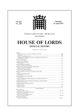 House of Lords Official Report