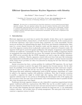 Efficient Quantum-Immune Keyless Signatures with Identity