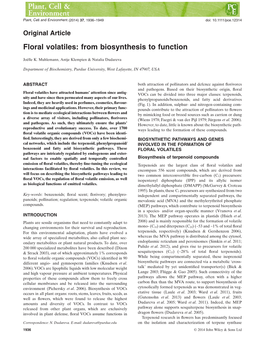 Floral Volatiles: from Biosynthesis to Function