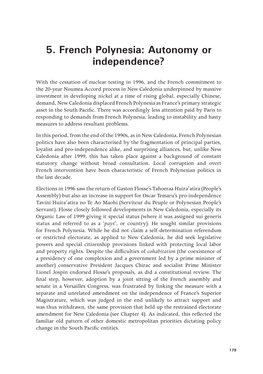 5. French Polynesia: Autonomy Or Independence?