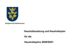 Haushaltssatzung Und Haushaltsplan Für Die Haushaltsjahre 2020/2021