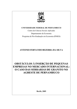 O Caso Das Serrarias De Granito No Agreste De Pernambuco