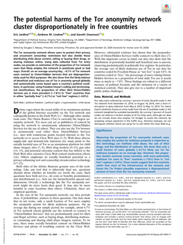 The Potential Harms of the Tor Anonymity Network Cluster Disproportionately in Free Countries