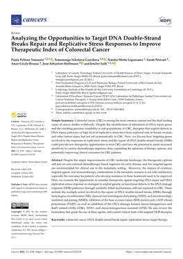 Analyzing the Opportunities to Target DNA Double-Strand Breaks Repair and Replicative Stress Responses to Improve Therapeutic Index of Colorectal Cancer