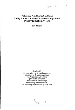 Voluntary Resettlement in China Policy and Outcomes of Government-Organised Poverty Reduction Projects