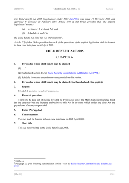 Child Benefit Act 2005 (C