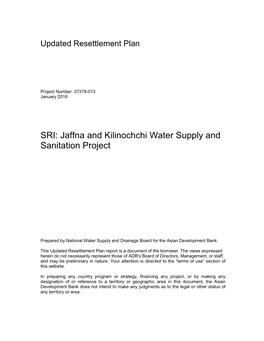Jaffna and Kilinochchi Water Supply and Sanitation Project