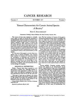 Tumors Characteristic for Certain Animal Species: a Review