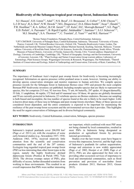 Biodiversity of the Sebangau Tropical Peat Swamp Forest, Indonesian Borneo