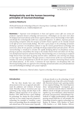 Metaplasticity and the Human Becoming: Principles of Neuroarchaeology