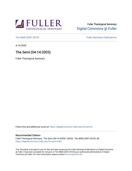 The SEMI (2001-2010) Fuller Seminary Publications