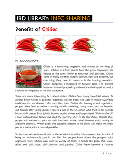 IBD LIBRARY: INFO SHARING Benefits of Chilies