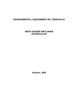 Environmental Assessment No. OR090-05-03, West Eugene