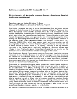 Phytochemistry of Nectandra Umbrosa Berries, Cloudforest Food of the Resplendent Quetzal