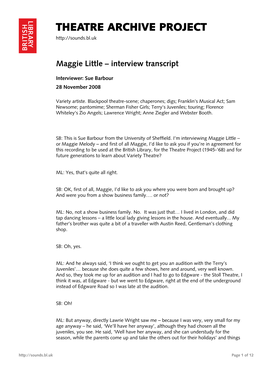 Theatre Archive Project: Interview with Maggie Little