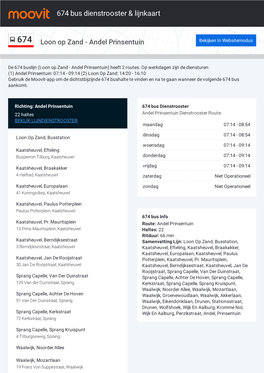674 Bus Dienstrooster & Lijnroutekaart