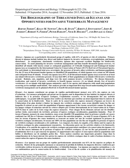 The Biogeography of Threatened Insular Iguanas and Opportunities for Invasive Vertebrate Management