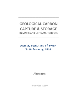 Geological Carbon Capture & Storage