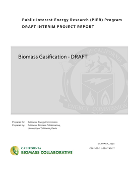 Biomass Gasification ‐ DRAFT