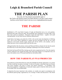 THE PARISH PLAN Text Only