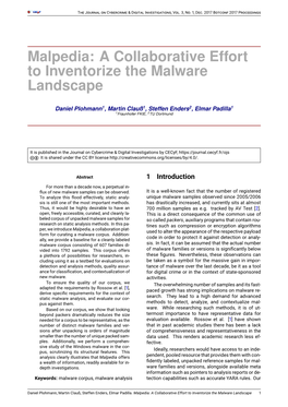 Malpedia: a Collaborative Effort to Inventorize the Malware Landscape