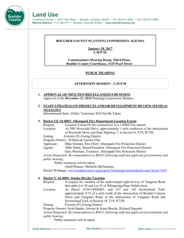 Land Use Courthouse Annex • 2045 13Th Street • Boulder, Colorado 80302 • Tel: 303.441.3930 • Fax: 303.441.4856 Mailing Address: P.O