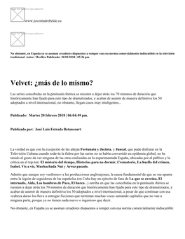 Velvet: ¿Más De Lo Mismo?