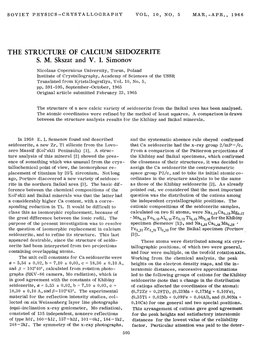 THE STRUCTURE of CALCIUM SEIDOZERITE S. M. Skszat and V. I. Simonov