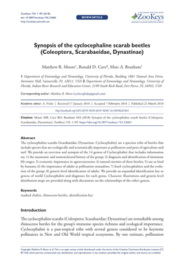 Synopsis of the Cyclocephaline Scarab Beetles (Coleoptera, Scarabaeidae, Dynastinae)