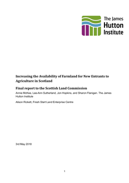 Increasing the Availability of Farmland for New Entrants to Agriculture in Scotland