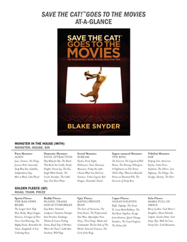 SAVE the CAT!™Goes to the Movies At-A-Glance