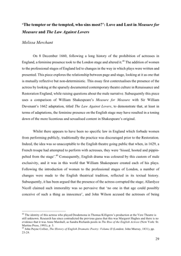 'The Tempter Or the Tempted, Who Sins Most?': Love and Lust in Measure