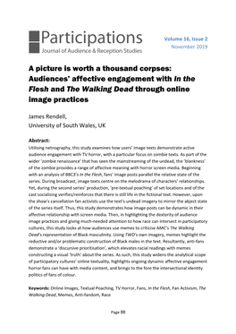 A Picture Is Worth a Thousand Corpses: Audiences' Affective Engagement