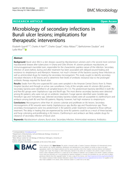 Microbiology of Secondary Infections in Buruli Ulcer