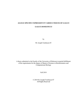 Allele Specific Expression in Various Tissues of Gallus