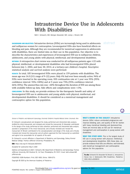 Intrauterine Device Use in Adolescents with Disabilities Beth I