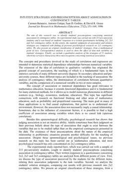 Judgments of Association in Contingency Tables: an Empirical Study of Intuitive Strategies and Preconceptions