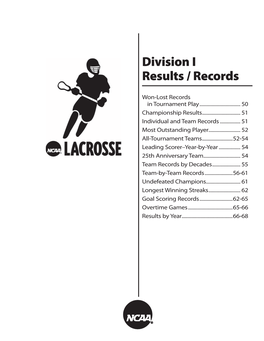 Division I Results / Records