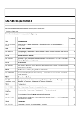 Standards Published