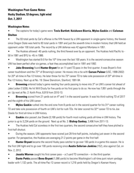 Washington Post-Game Notes Husky Stadium, 53 Degrees, Light Wind Oct