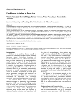 Regional Review Article Food-Borne Botulism in Argentina